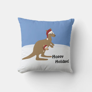 Hoppy Holidays Christmas Kangaroo and Joey Cushion