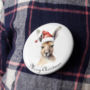 Hoppy Holidays, Christmas Kangaroo custom 6 Cm Round Badge