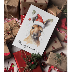 Hoppy Holidays, Christmas Kangaroo custom Holiday Card