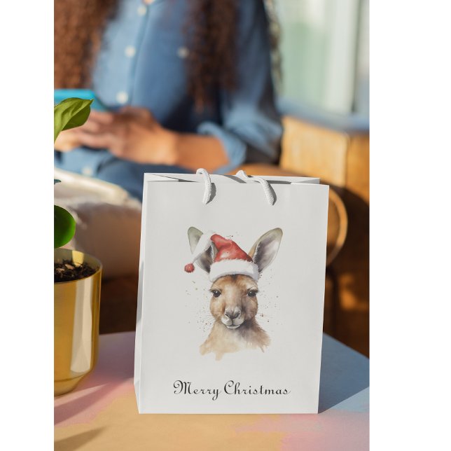 Hoppy Holidays, Christmas Kangaroo custom Medium Gift Bag (Creator Uploaded)