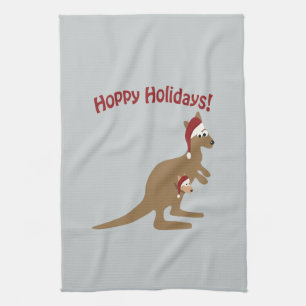 Hoppy Holidays! christmas Kangaroo Tea Towel