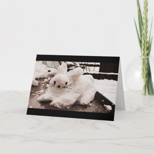 Hoppy Holidays Snow Bunny Holiday Card (Front)