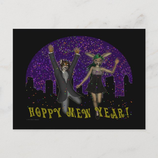 Hoppy Mew Year Postcard (Front)
