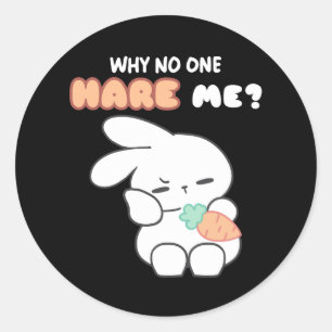 Hoppy Misunderstandings: 'Why No One Hare Me?' Classic Round Sticker