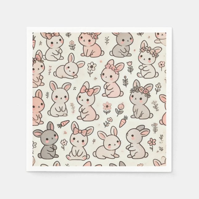 Hoppy Moments: Bunny Baby Shower Paper Napkins (Front)