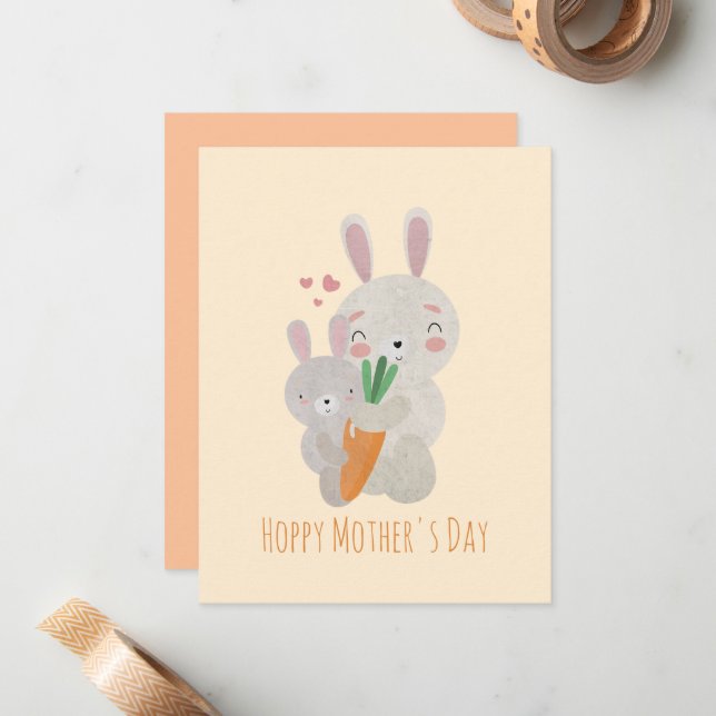 Hoppy Mother's Day Card (Front/Back In Situ)