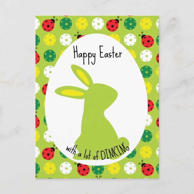 🐰 Hoppy Pickleball Easter, cute green Postcard (Front)