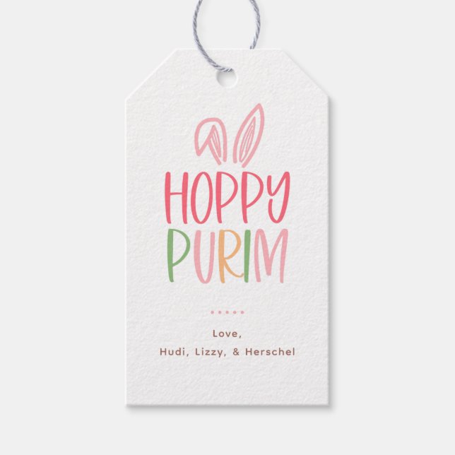 Hoppy Purim Bunny Ears Gift Tags (Front)