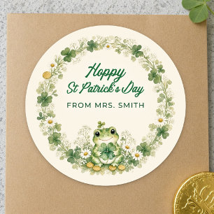 Hoppy St Patrick’s Day Frog Classroom Classic Round Sticker