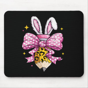 Hoppy Teacher Cute Coquette Bow Bunny Easter Day K Mouse Mat
