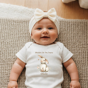 Hoppy to Be Here Bunny Newborn Baby Bodysuit