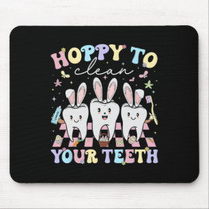 Hoppy To Clean Your Teeth Easter Dental Hygiene Sq Mouse Mat