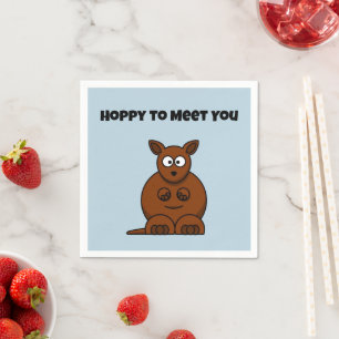 Hoppy to Meet You Kangaroo Funny Cartoon Napkin