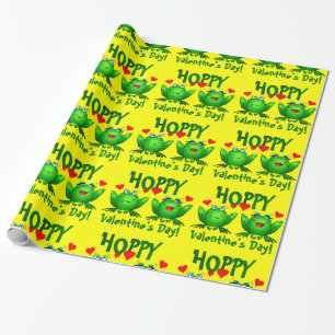 Hoppy Valentines Cartoon Frogs Gift Wrap