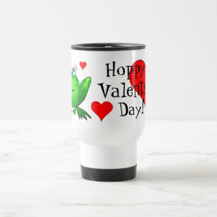 Hoppy Valentine's Day Cute Cartoon Frog Travel Mug