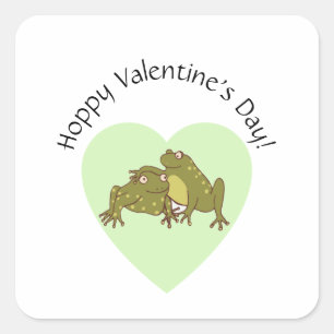 Hoppy Valentines Day Funny Cute Frogs In Love Square Sticker