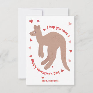 "Hoppy Valentine's Day" Kangaroo Valentine Card