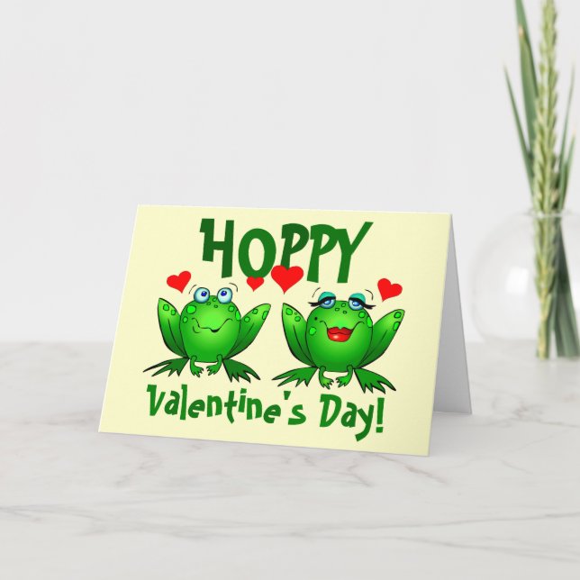 Hoppy Valentines Happy Frogs Blank Cards (Front)