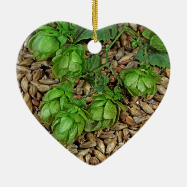 Hops and Malt Ceramic Tree Decoration (Front)