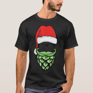 Hops Beard Hipster Santa Christmas Beer Lover T-Shirt