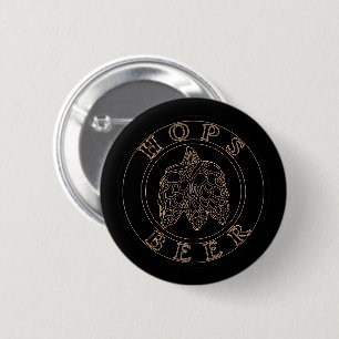Hops Beer - Gold Black 6 Cm Round Badge