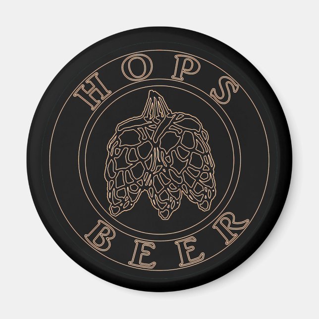 Hops Beer - Gold Black Magnet (Front)