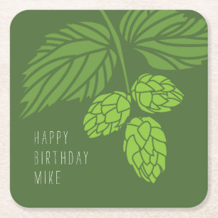 Hops Coasters, Beer Tasting Party, Birthday Square Paper Coaster