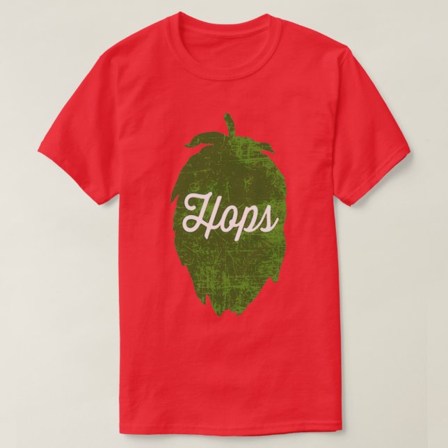 Hops distressed white T-Shirt (Design Front)