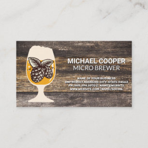 Hops   Wooden Boards   Beer Glass Business Card