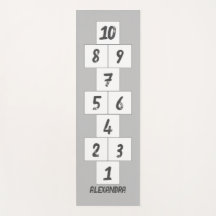 Hopscotch Black on Grey White Yoga Mat