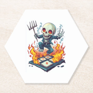 Hopscotch from Hell – Funny Demon Skull Paper Coaster