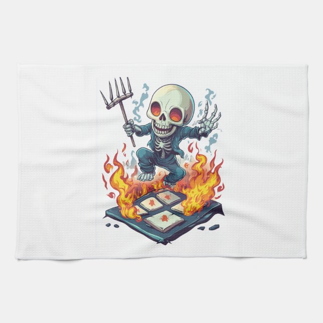 Hopscotch from Hell � Funny Demon Skull Tea Towel (Horizontal)