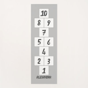 Hopscotch Grey White Black Yoga Mat