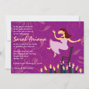 Horah Chair Girl Bat Mitzvah Invitation