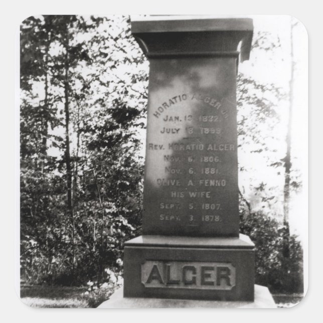 Horatio Alger's grave in Natick, Massachusetts Square Sticker (Front)