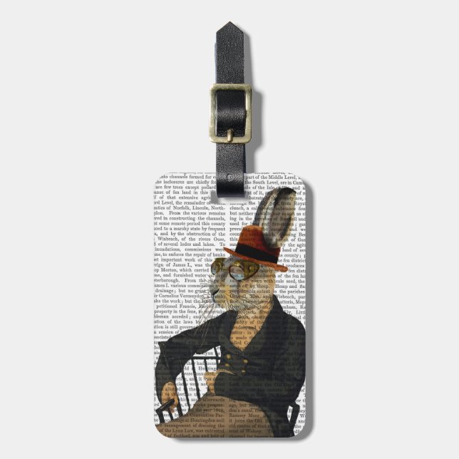 Horatio Hare On Chair Luggage Tag (Front Vertical)
