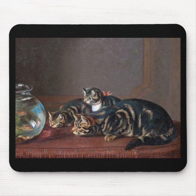 Horatio Henry Couldery , “ Cats by a fishbowl ” Mouse Mat (Front)