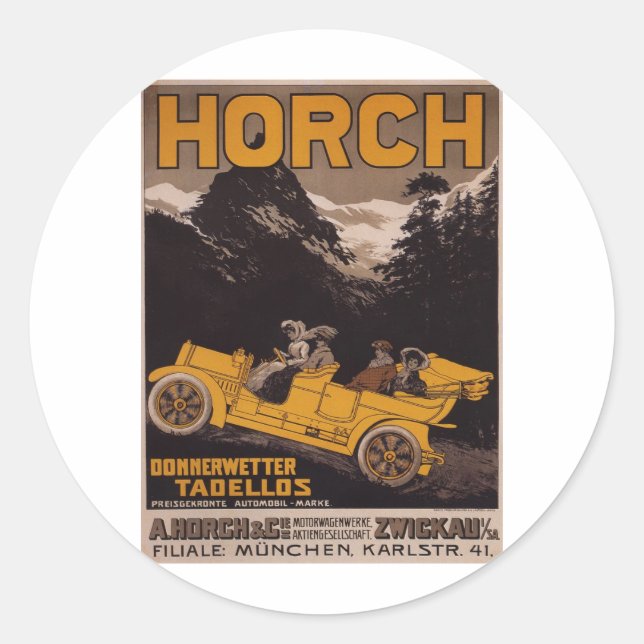 HORCH Automobile Classic Round Sticker (Front)