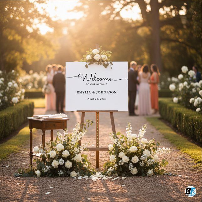 Horizental Minimalist Elegant Script Wedding Sign (Creator Uploaded)