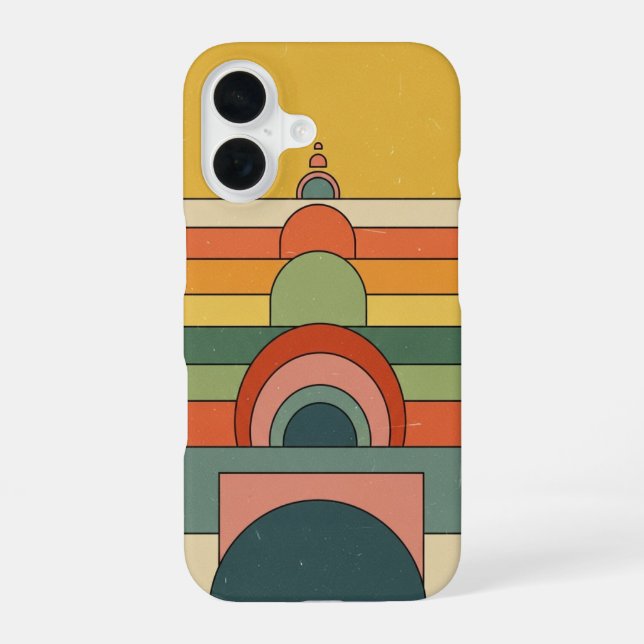 Horizon Géométrique Vintage iPhone 16 Case (Back)