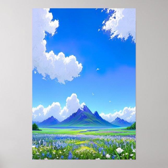 Horizon of Blue and White Poster (Front)