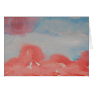 Horizon Red And Blue Watercolor Abstract Landscape
