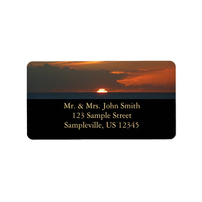 Horizon Sunset Colorful Seascape Photography Label (Front)