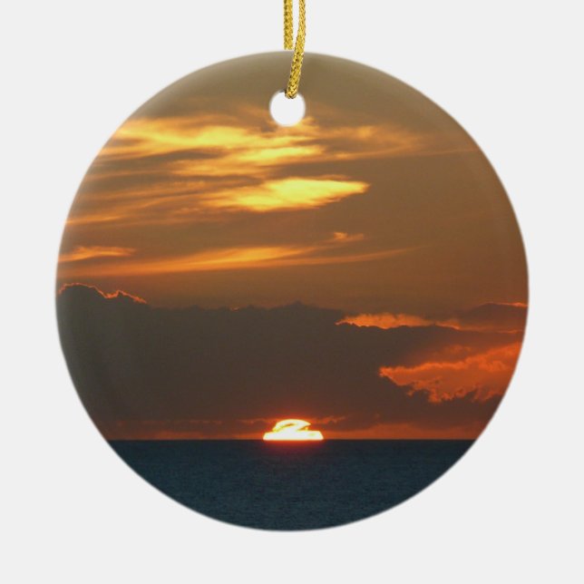 Horizon Sunset Colourful Seascape Photography Ceramic Tree Decoration (Front)