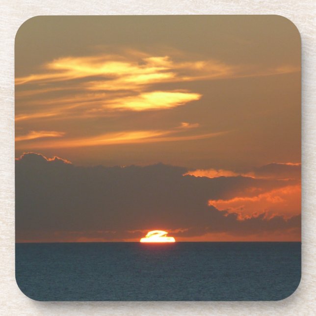 Horizon Sunset Colourful Seascape Photography Coaster (Front)