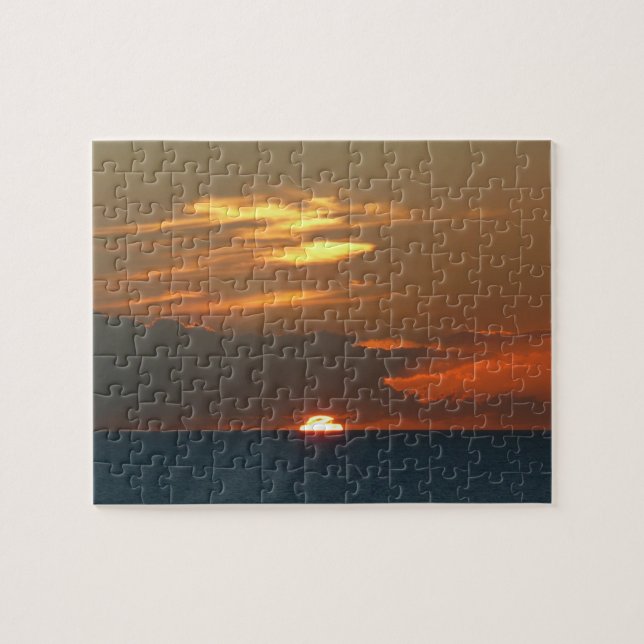 Horizon Sunset Colourful Seascape Photography Jigsaw Puzzle (Horizontal)