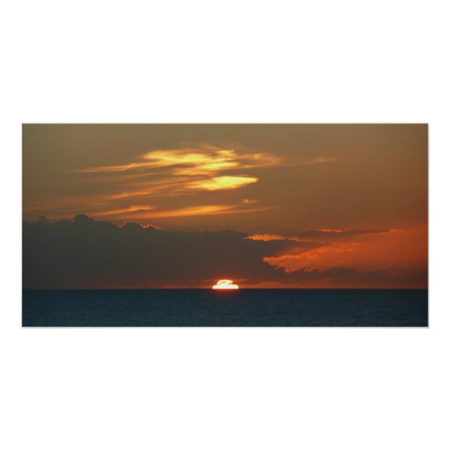 Horizon Sunset Colourful Seascape Photography Poster (Front)