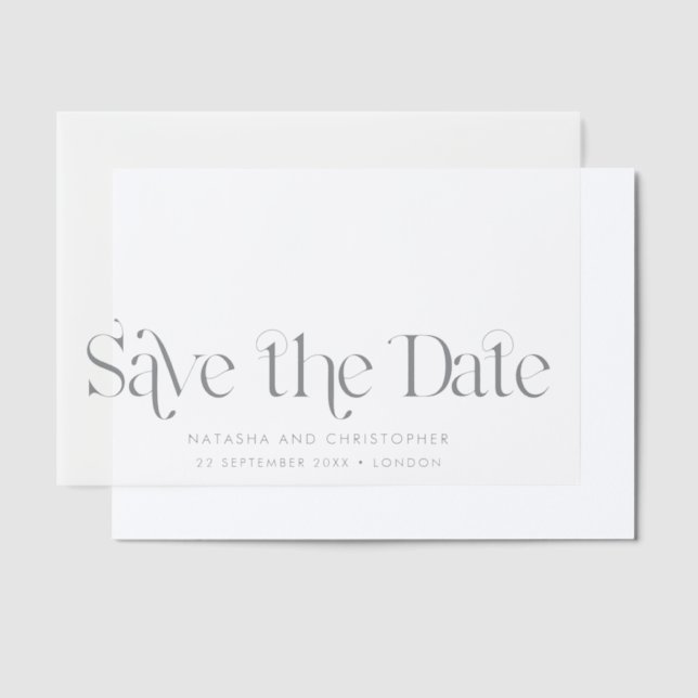 Horizontal Art Deco Save the Date Overlay Vellum Invitations (Offset)