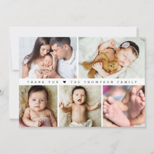 Horizontal Baby Girl Photo Collage Shower  Thank You Card