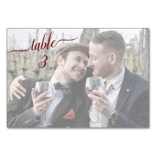 Horizontal ✨ Beautiful Faded Couple Wedding Photo Table Number